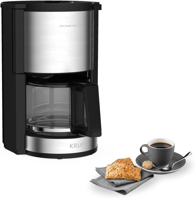 Krups KM321 Proaroma Plus 10 csészés kávéfőző, 1100W, fekete rozsdamentes acél