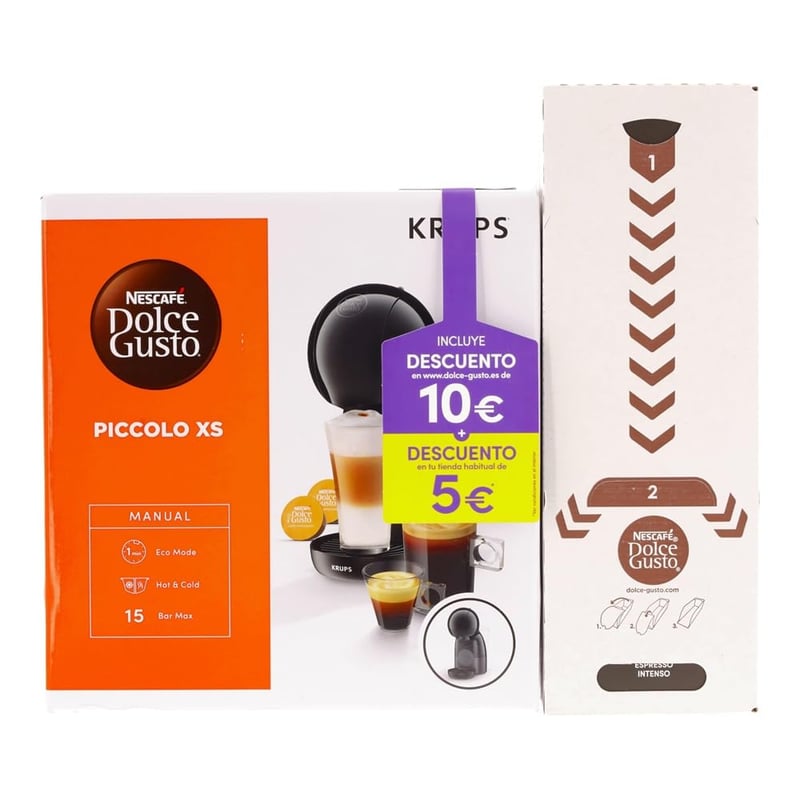 Espressor cu capsule Krups Nescafé Dolce Gusto Piccolo XS KP1A3B, 15 bari, 0,8 L, încălzire 40 secunde, mod Eco, negru