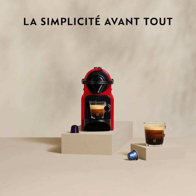 Krups Nespresso Inissia kompakt espresso kávéfőző kapszulához, 19 bar nyomás, piros