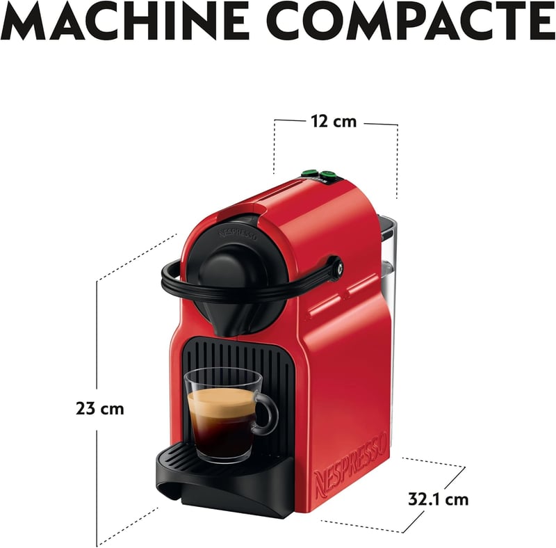 Krups Nespresso Inissia kompakt espresso kávéfőző kapszulához, 19 bar nyomás, piros