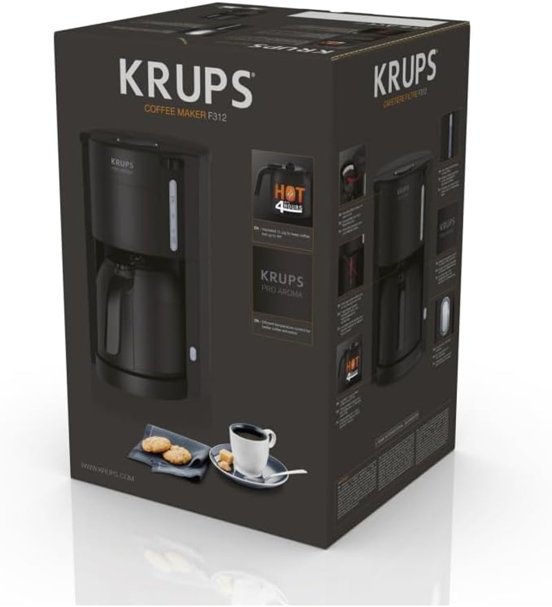 Krups ProAroma KM303810 Termikus Kávéfőző 800W 10-15 Csészéhez Fekete