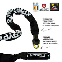 Reťazový zámok na bicykel Kryptonite Keeper 785 – Integrovaný reťazový zámok, úroveň zabezpečenia 5/10, čierny 2