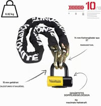 Antifurt lanț pentru bicicletă Kryptonite New York Fahgettaboudit 1415 – lanț din oțel cu grosimea de 14 mm, negru/galben, nivel de siguranță 10/10 3