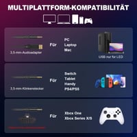 Căști de gaming Krysenix PG1 RGB pentru console PS4, PS5, PC, Xbox, Switch - Verde închis 6
