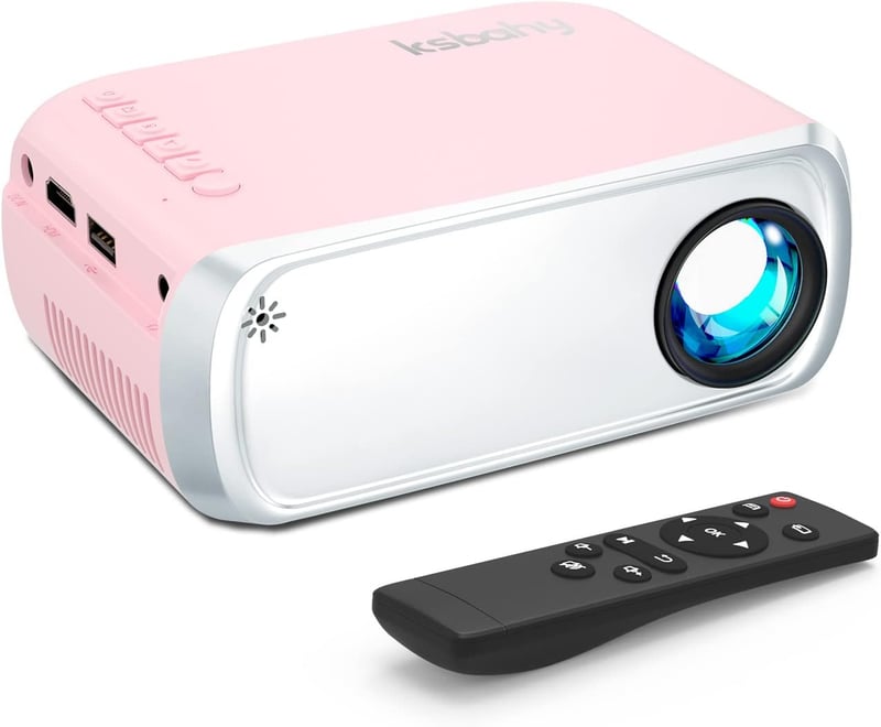 ksbaby Hordozható Mini Projektor - LED Kültéri Vetítő Rózsaszín, HDMI/USB Csatlakozás, Kompatibilis Okostelefonnal, Laptoppal, TV Stickkel