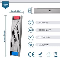 KSIBNW 24V 300W LED Tápegység - Vékony Alumínium Transzformátor LED Szalagokhoz, Spotlámpákhoz - 230V-ról 24V-ra Átalakító Adapter 5