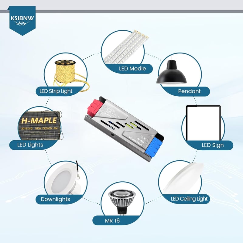 KSIBNW 24V 300W LED Tápegység - Vékony Alumínium Transzformátor LED Szalagokhoz, Spotlámpákhoz - 230V-ról 24V-ra Átalakító Adapter