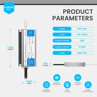 KSIBNW 24V LED Transzformátor 6W IP67 Vízálló Kültéri Tápegység, 230V AC-DC Adapter, Túlfeszültség Védelemmel Kerti Világításhoz, LED Szalag 6