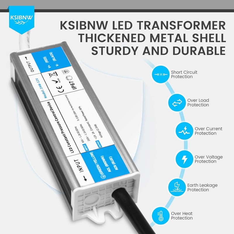 KSIBNW 24V LED Transzformátor 6W IP67 Vízálló Kültéri Tápegység, 230V AC-DC Adapter, Túlfeszültség Védelemmel Kerti Világításhoz, LED Szalag