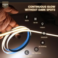 KSIBNW COB LED Szalag 5m - Hidegfehér 6000K, 24V, Öntapadós, 8mm Széles, CRI90+, 320LED/m, Hajlítható Világítás Konyhába, Hálószobába 2