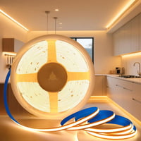 KSIBNW COB LED Szalag Meleg Fehér 5m - 24V Öntapadós 3000K CRI90+ Világítás 8mm Széles 320LED/m Rugalmas Dekorációs Fényszalag Konyhába Háló 1