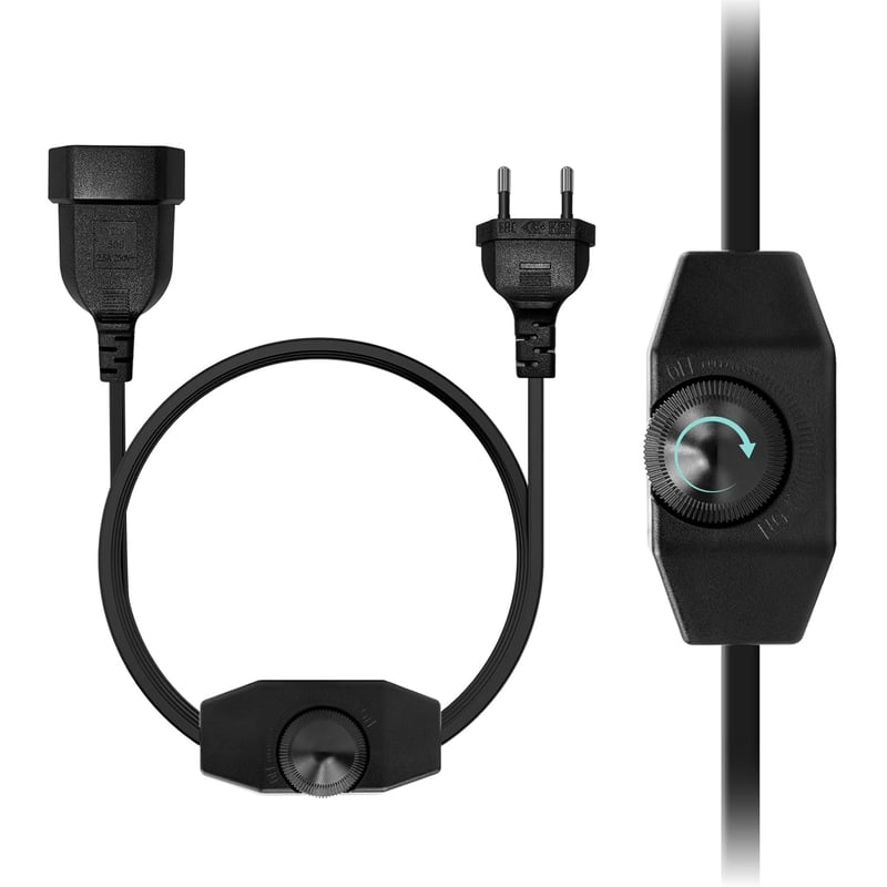 KSIBNW LED Dimmer Kapcsolóval - 2 Méteres Kábel, 230V EU Forgókapcsolós Fényerőszabályzó Fekete Hosszabbító Kábel Asztali és Állólámpákhoz, 