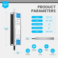 KSIBNW LED Transzformátor 12V 60W 5A IP67 Vízálló Kültéri Tápegység - 230V AC/DC Adapter Kerti Világításhoz, LED Szalaghoz 6