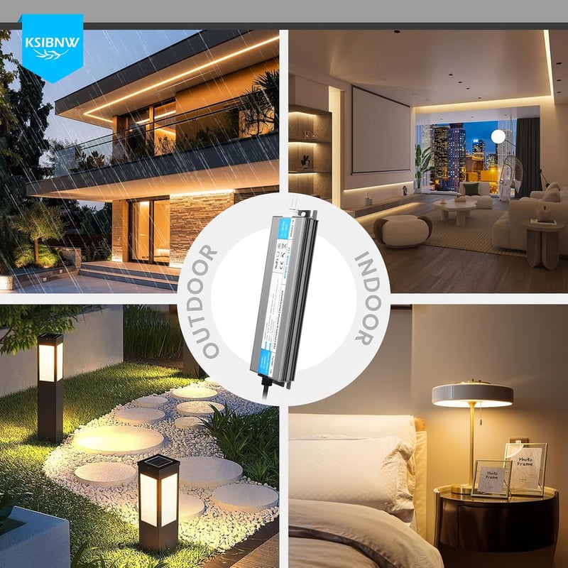 KSIBNW LED Transzformátor 24V 60W IP67 Vízálló Kültéri Tápegység EU Csatlakozóval - Túlfeszültség Védelemmel LED Szalagokhoz, Kerti Világítá