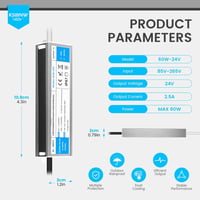 KSIBNW LED Transzformátor 24V 60W IP67 Vízálló Kültéri Tápegység EU Csatlakozóval - Túlfeszültség Védelemmel LED Szalagokhoz, Kerti Világítá 6