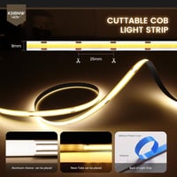 KSIBNW USB COB LED szalag 1m, 5V dimmelhető meleg fehér 3000K, önragasztós TV háttérvilágítás 6