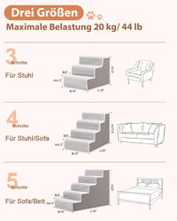 KSIIA Kutyalépcsõ Kicsi Kutyáknak 44cm Magas Mosható Huzattal Szürke 2