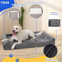 KSIIA Ortopédikus Kutyaágy 105x70cm XL Nagyobb Kutyáknak Levehető Huzattal Szürke 3