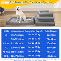 KSIIA Ortopédikus Kutyaágy 105x70cm XL Nagyobb Kutyáknak Levehető Huzattal Szürke 4