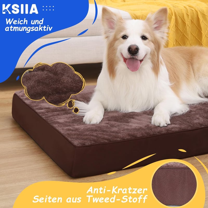 KSIIA Ortopédikus Kutyaágy Nagy Kutyáknak XL Mosható Párna Csokoládé 105x70cm