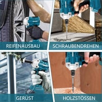 KSWIOWN 18V Makita Akkus Ütvecsavarozó 500 Nm Brushless Erős Forgató Ütvecsavarozó 6 Dugókulccsal 7