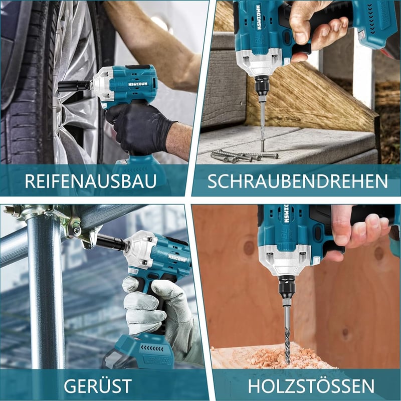 KSWIOWN 18V Makita Akkus Ütvecsavarozó 500 Nm Brushless Erős Forgató Ütvecsavarozó 6 Dugókulccsal