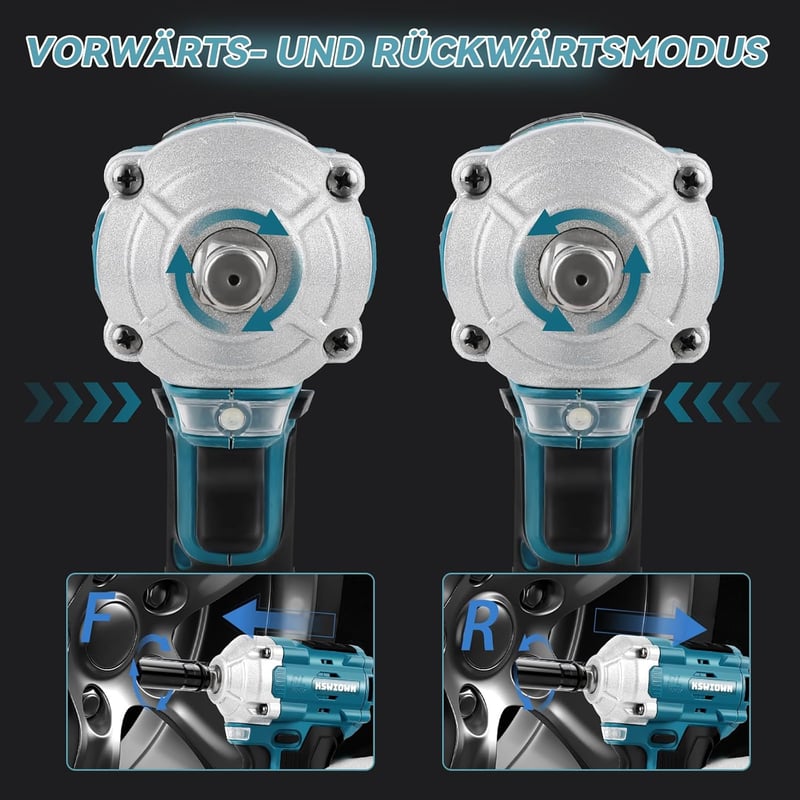 KSWIOWN 18V Makita Akkus Ütvecsavarozó 500 Nm Brushless Erős Forgató Ütvecsavarozó 6 Dugókulccsal