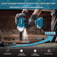 KSWIOWN 18V Makita Akkus Ütvecsavarozó 500 Nm Brushless Erős Forgató Ütvecsavarozó 6 Dugókulccsal 2