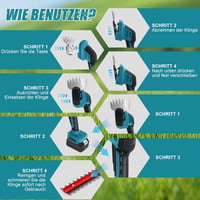 kswiown 2in1 Akkus Sövényvágó Elektromos Kerti Olló Sövény és Fűnyírás Nélkül Akkumulátor 4