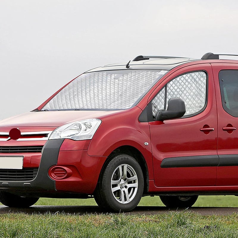 kswiown Citroen Berlingo napellenző szett 2008-2018, 3 részes szélvédő védelem, hőtükrös mat tárolóval