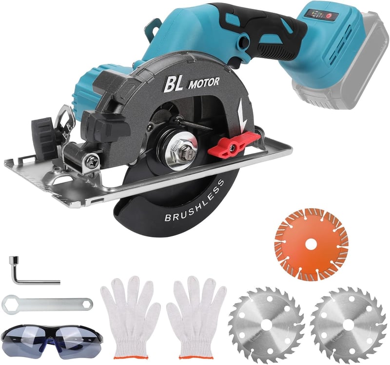 KSWIOWN Makita 18V Akkus Körfűrész Brushless Mini Kézi Fűrész 140mm Fűrészlappal