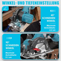 KSWIOWN Makita 18V Akkus Körfűrész Brushless Mini Kézi Fűrész 140mm Fűrészlappal 4