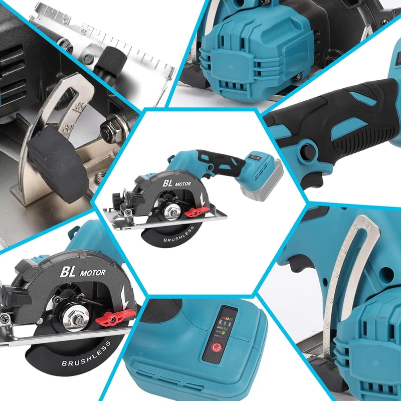 KSWIOWN Makita 18V Akkus Körfűrész Brushless Mini Kézi Fűrész 140mm Fűrészlappal