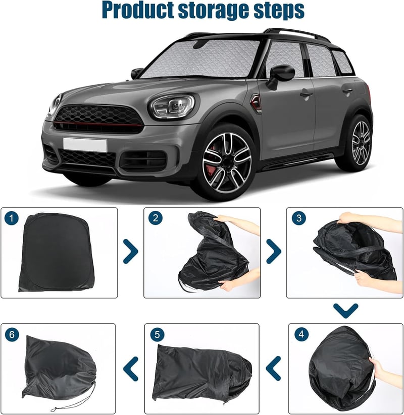 kswiown Mini Countryman F60/U25 napellenző szett 8 részes, összecsukható hővédelem tárolóval
