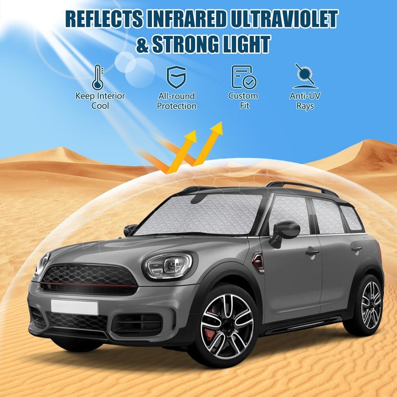 kswiown Mini Countryman F60/U25 napellenző szett 8 részes, összecsukható hővédelem tárolóval