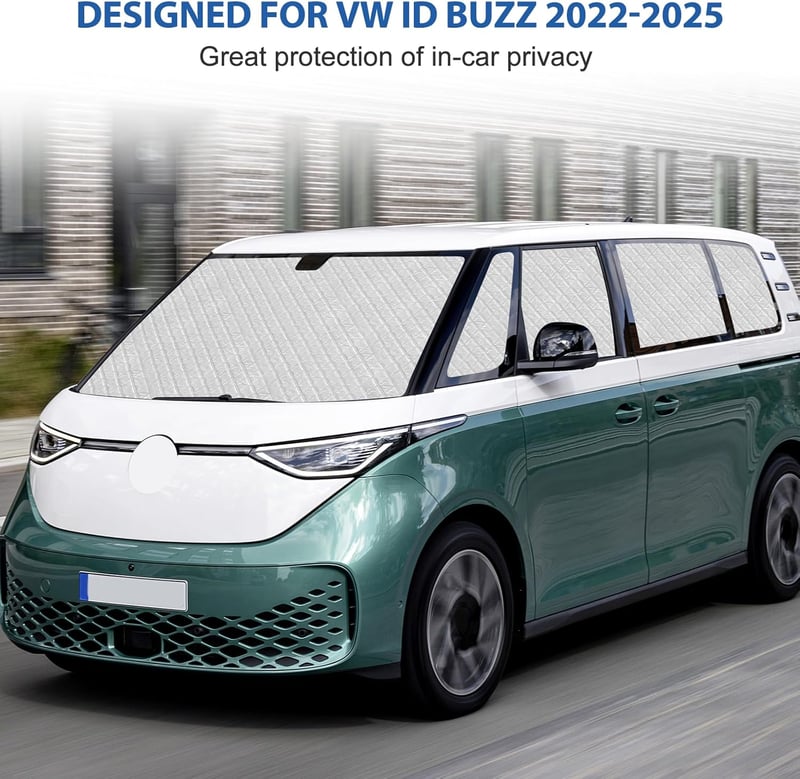 kswiown VW ID Buzz napvédő szett 2022-2025, 10 részes autó hővédelem tárolóval