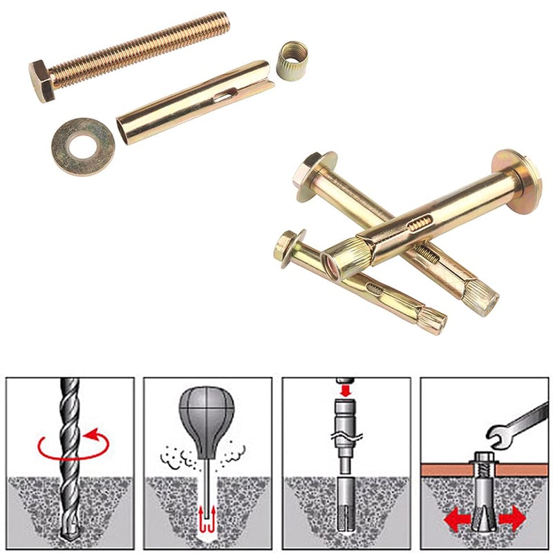 KtbeYTi 10 db 60 mm horgonycsavar, hatszög fejű bővítő tipli csavar M6x60 mm falhoz, fali rögzítés