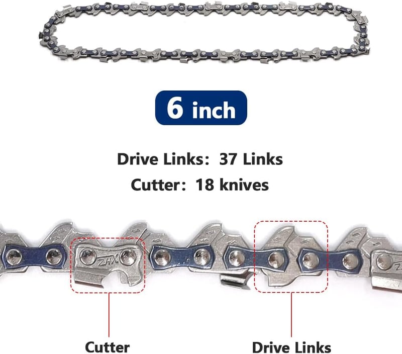 KtbeYTi 3 db 6 hüvelykes 37TG mini láncfűrész lánc csere vezetőlánc akkumulátoros láncfűrészhez ágak vágásához