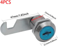 KtbeYTi 4 darabos 25mm biztonsági postaláda zár, fiók kam zár 8 kulccsal 2
