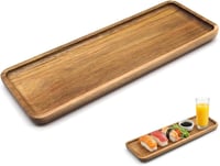 KtbeYTi Akácfa téglalap kínáló tálca 29 x 10.6 x 1.6 cm, konyhai reggeliző tál, étterem és bár 1
