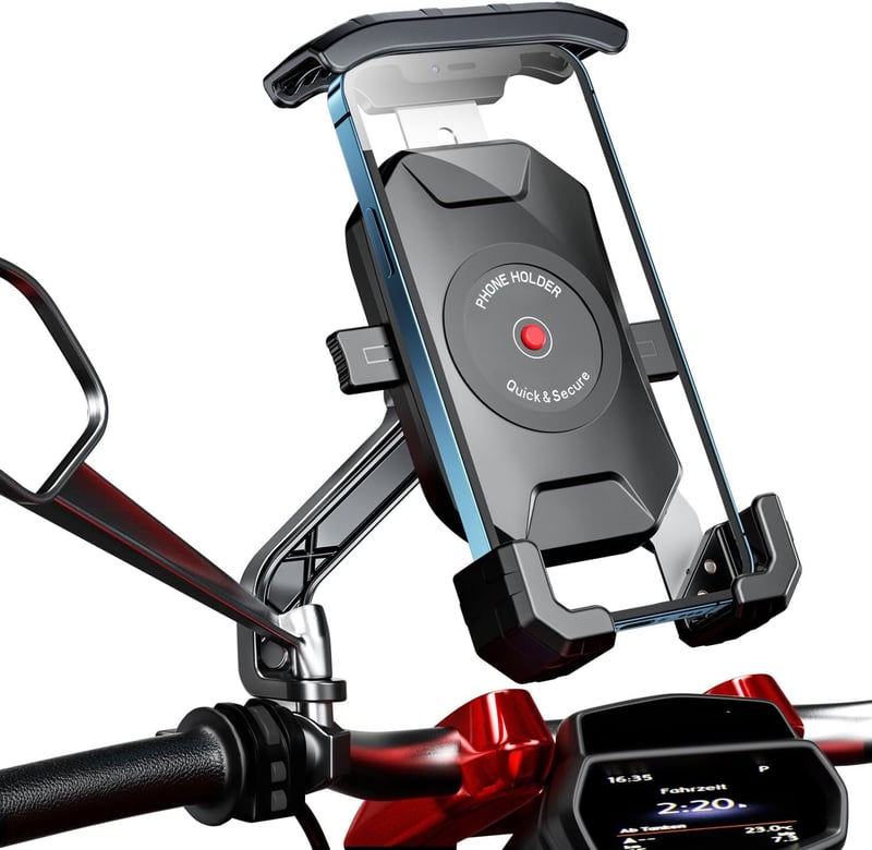 KTUEOV 360° Forgatható Motoros Telefontartó 4-7" Okostelefonhoz Tükörre Szerelhető - black