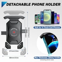 KTUEOV 360° Forgatható Motoros Telefontartó 4-7" Okostelefonhoz Tükörre Szerelhető - black 4