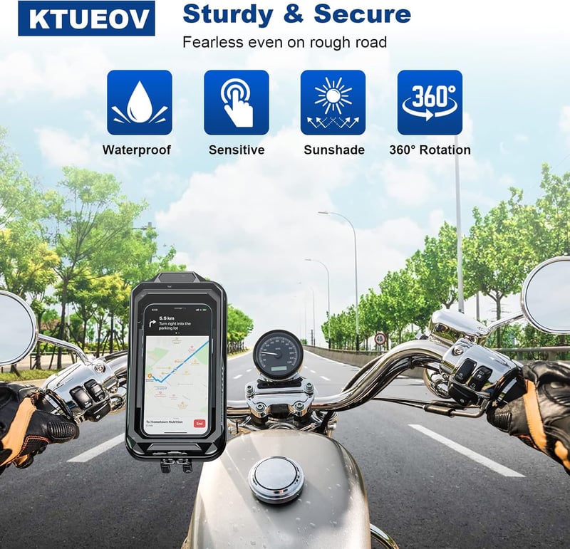 KTUEOV Motorkerékpár Telefontartó 360° Forgatható Vízálló Kormány Mobiltelefon Tartó Bicikli Roller