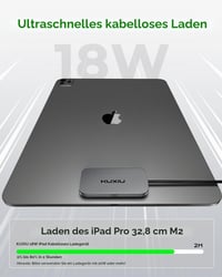 Magnetická bezdrôtová nabíjačka KU XIU M30 pre iPad Pro 12,9" (3. – 6. generácia) a iPad Air 13" (M2/M3) – 18W rýchlonabíjanie cez Smart Connector, hliníková nabíjacia podložka s 2 m káblom USB-C 3