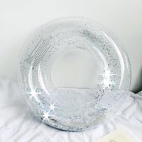 Nafukovacie koleso na plávanie pre dospelých KUAKE, veľké, trblietavé, priehľadné, strieborné, k bazénu, na pláž, letný plavecký kruh, párty doplnok 1