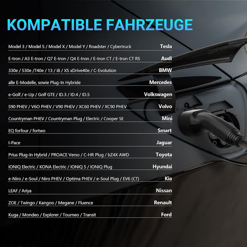 KUAX Type 2 töltőkábel 22 kW 32A 5m spirál fekete