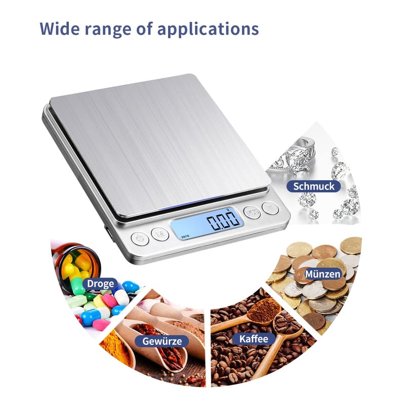 KUBEI 1kg Digitális Konyhai Mérleg 0,01g Pontosságú USB Töltős Rozsdamentes