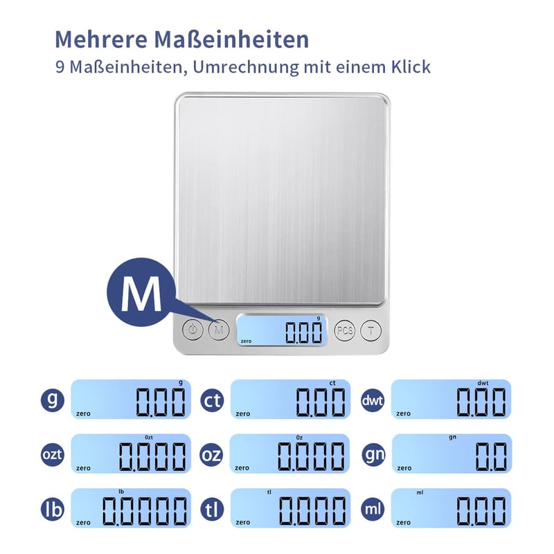 KUBEI 1kg Digitális Konyhai Mérleg 0,01g Pontosságú USB Töltős Rozsdamentes