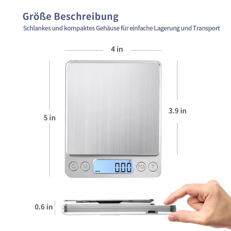 KUBEI 1kg Digitális Konyhai Mérleg 0,01g Pontosságú USB Töltős Rozsdamentes