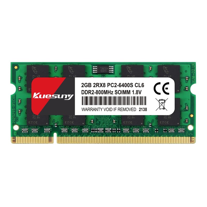 Kuesuny 2GB DDR2 800MHz Laptop Memorija - PC2-6400S 200 Pin Modul RAM za Prijenosno Računalo, 1.8V CL6, Kompatibilno s Intel/AMD/Mac